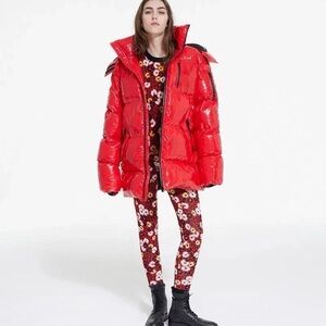 The Kooples Glossy Red Puffer Jacket MSRP $725 Size US 10